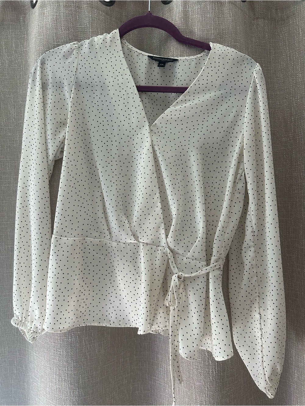 Women's Cream Polka Dot Wrap Blouse - Banana Republic